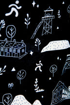 Motif terrils et chevalements sur tour de cou trail hommage au patrimoine minier